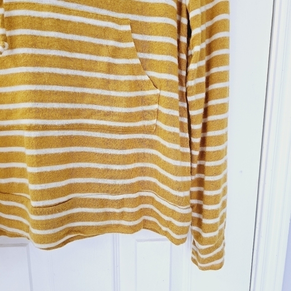 Nautical hoodie knit sweater top yellow and white small - Picture 6 of 11
